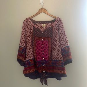 Fig and flower 3/4 Sleeve Blouse Top